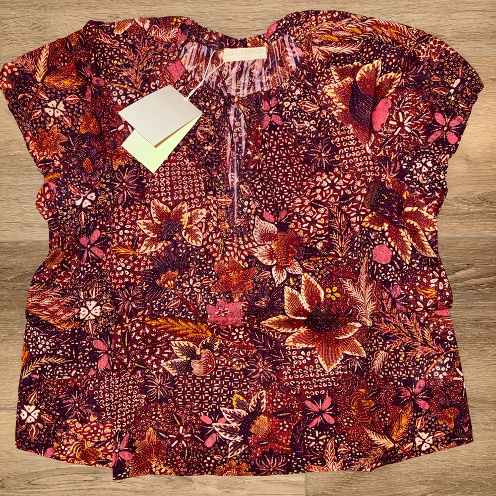 NWT Ulla Johnson Red Floral Odessa Issa Top Shirt Blouse Size 2 $270